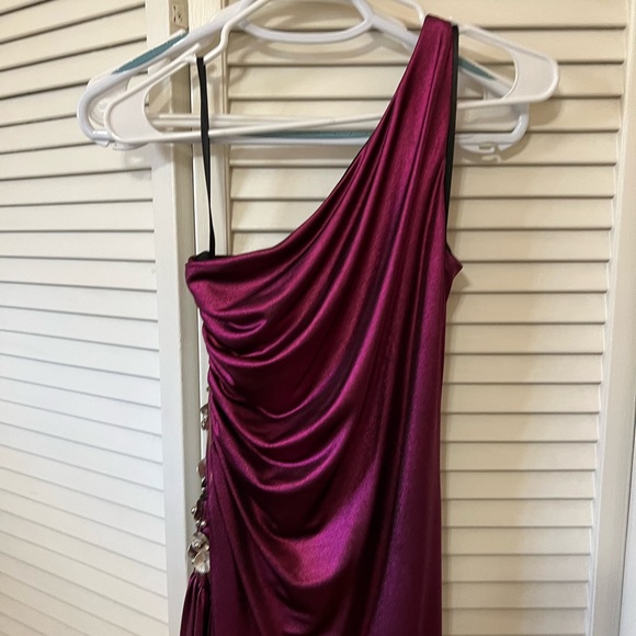 Robert Rodriguez Purple Metallic One Shoulder Gown Size 4 - Picture 9 of 16